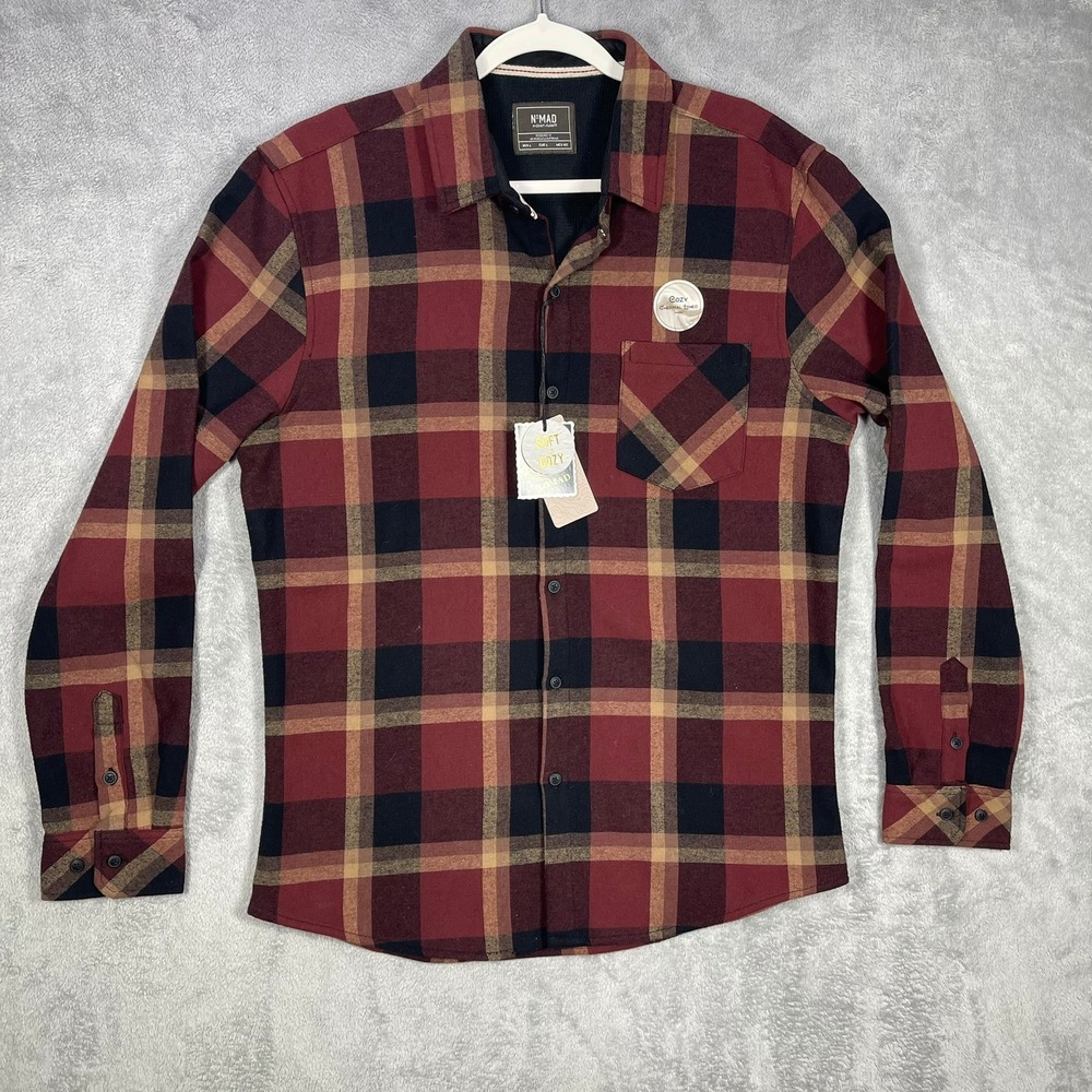 Nomad Plaid Thermal Lined Flannel Shirt Mens Large Burgundy Sierra B-MYR11122F-